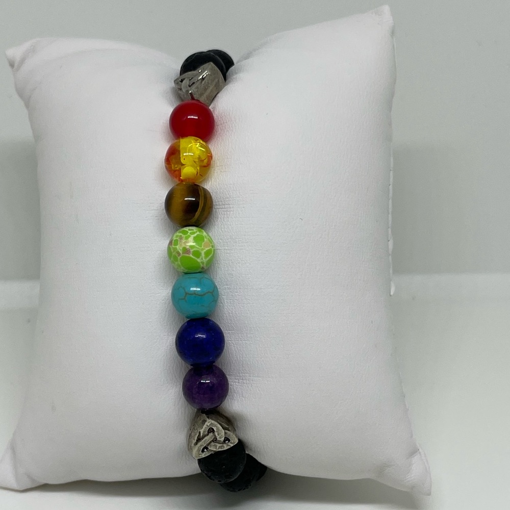 Seven Chakra Stone Lava Diffuser handmade Bracelet